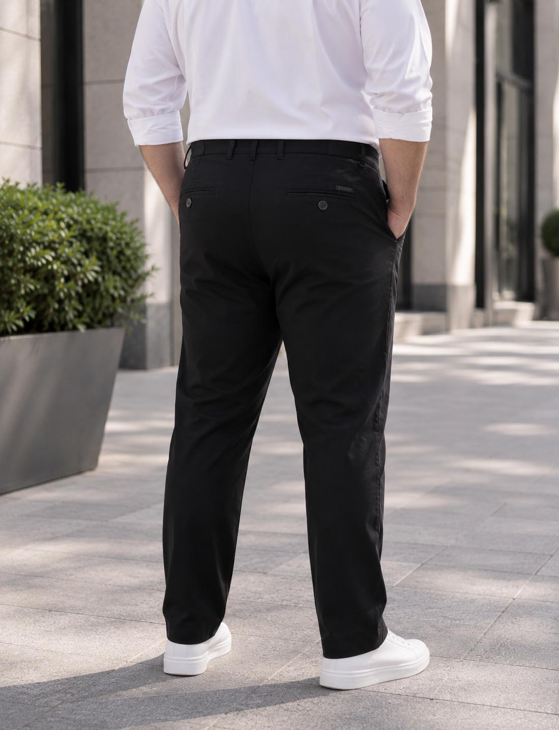 Trial ανδρικό μαύρο υφασμάτινο Chinos παντελόνι 26TaylorM φωτογραφία